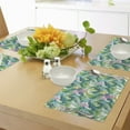 thumbnail image 4 of Ambesonne Leaf Place Mats Set of 4, Flowers Plumeria Lilacs, Standard Size, Yellow Green Pale Blue, 4 of 6