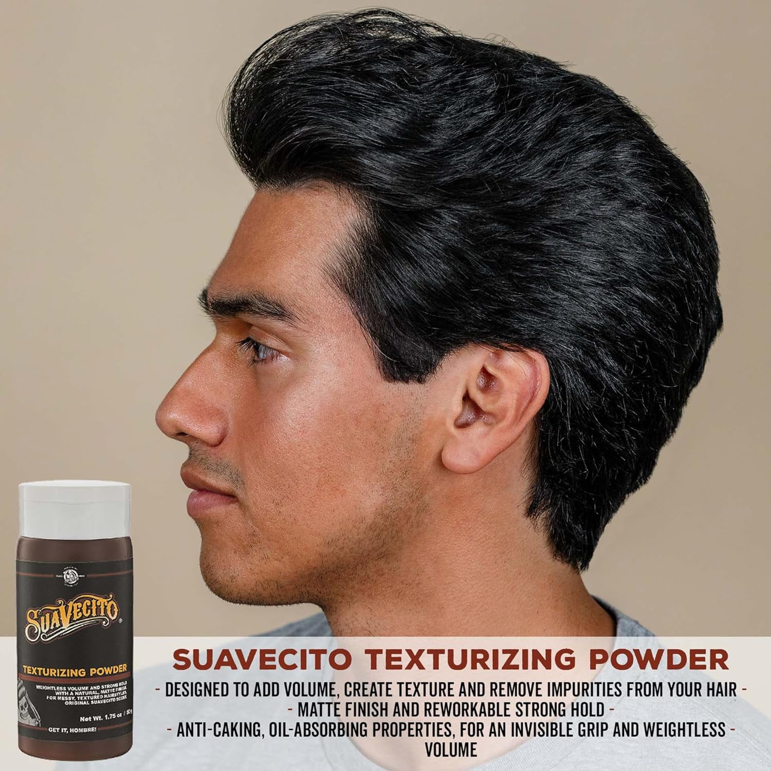 Suavecito Texturizing Hair Styling Powder, for All Hair Types, with Strong Hold, 1.75 oz