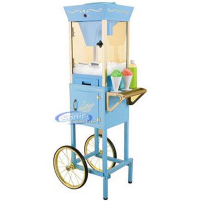 Snow Cone Machine w/ Antique Style Trolley Cart Stand Shaved Ice SnowCone Maker 