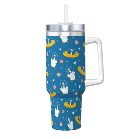 

Salouo Cartoon Goose for 40oz Water Bottle with Handle & Flip Straw - Stainless Steel Vacuum Insulated Tumbler-Reusable Travel Coffee Mug- Gifts for Women & Men