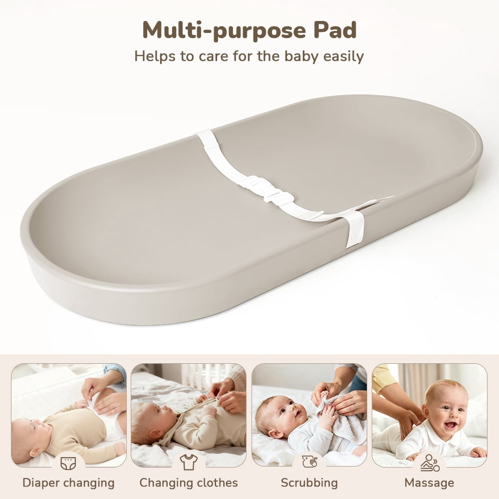 Baby Changing Pad, Caveen Lightweight and Portable Changing Station for Diaper Change and Dresser, with Safety Restraint Belt, Waterproof