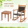 thumbnail image 3 of Costway 3PCS Patio Rattan Rocking Chair Bistro Set Acacia Wood Frame Armrest, 3 of 9