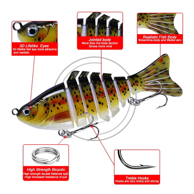 Señuelos de pesca realistas de 10cm, Swimbaits multiarticulados, cebo duro de hundimiento lento, accesorios para aparejos de pesca