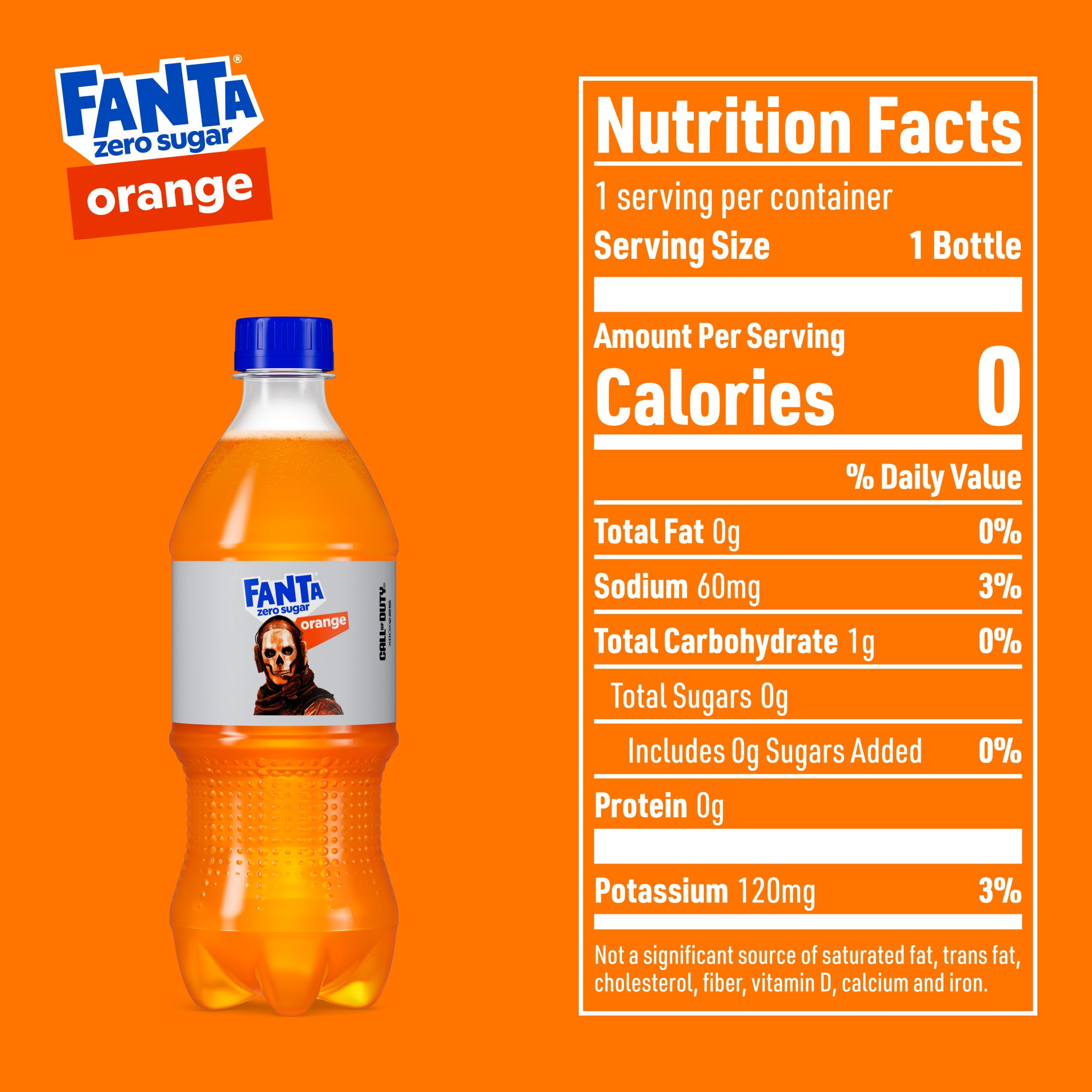 (4 pack) Fanta Zero Sugar Orange Soda Pop Bottle, 20 fl oz