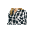 thumbnail image 5 of Sanctuary Women's Plaid Cuffed Sleeve Collared Button up Top Black Size Medium, 5 of 6