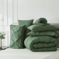 thumbnail image 5 of Flymme Queen Comforter Set with Sheets 7 Pieces Dark Green Bed in a Bag Queen Size Bed Set Soft Microfiber Pinch Pleat Bedding Set for All Season, 5 of 8