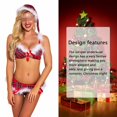 thumbnail image 4 of Christmas Lingerie Set with Feather Trim  Strap Plaid Bra with Hat, 4 of 8