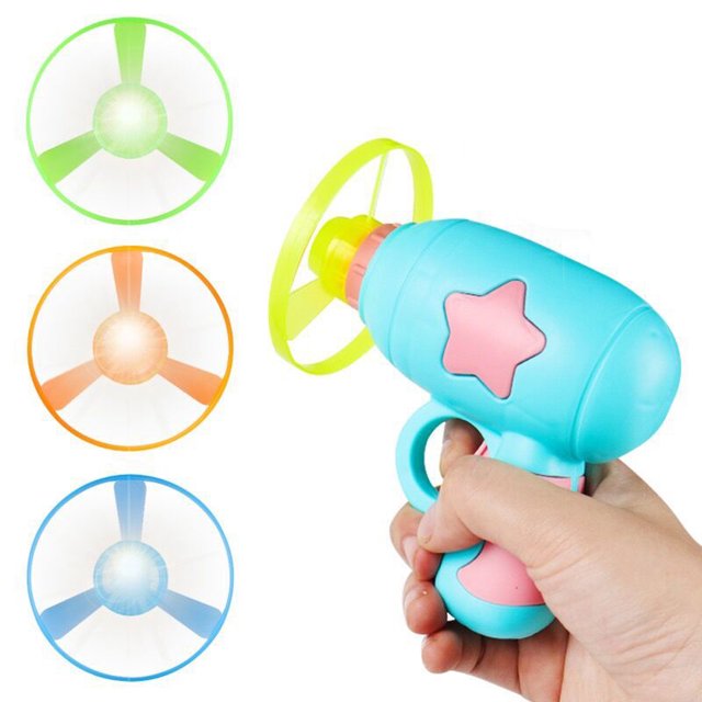 Juguete de lanzamiento de disco volador con pistola Set de juguetes voladores con disco y pistola para niños Azul