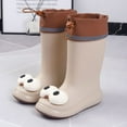 thumbnail image 2 of Hpapadks Rain Boots Kids Rainy Cute Cartoon Big Eye Lightweight Non Slip Water Shoes With Adjustable Drawstring Soft Spring Summer Fall Beige 5.5-6 Y, 2 of 4