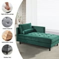 thumbnail image 5 of Youdao Chaise Lounge Chair Indoor Modern Solid Print Velvet Fabric Tufted and Tool-Free Assembly Sleeper Chaise with 2 Cushions, Green, 5 of 9