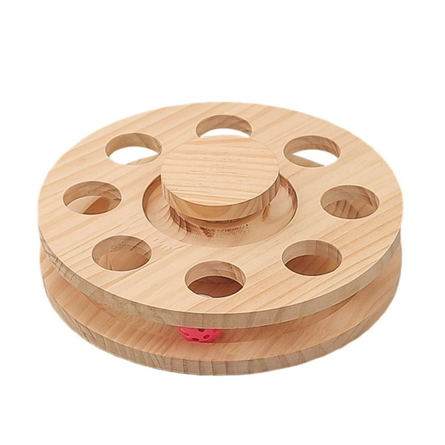 Juguete interactivo para gatos de madera con bolas, pista segura, juguete interactivo para Placa giratoria