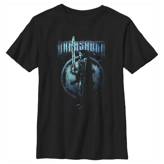 Boy's Star Wars: The Mandalorian Wielding the Darksaber  Graphic Tee Black X Small