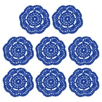 Crochet Doilies, 8Pcs 4" Cotton Woven Fabric Coasters, Lace Round Handmade Coasters with Floral Pattern for Wedding Party Decoration (Bright Blue)