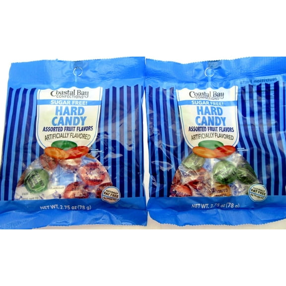 Assorted Fruit Sugar Free Coastal Bay Hard Candy 2.75oz bag Lot of 2