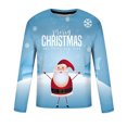 thumbnail image 4 of IROINNID Christmas Long Sleeve Shirt for Men Funny Xmas Print Crewneck Holiday Vacation Tops Mens Santa Shirt,Light Blue, 4 of 5