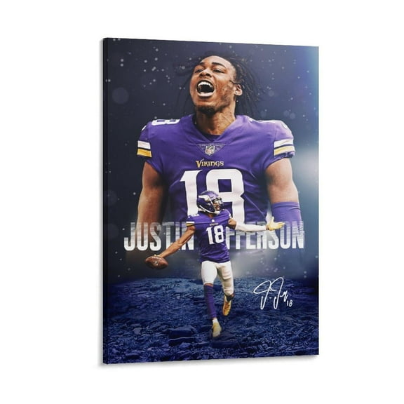 Justin Jefferson American Football Canvas Wall Art Posters For Room Aesthetic And Decor 19 Poster For Bedroom Bathroom Living Room Office Kitchen Decor
