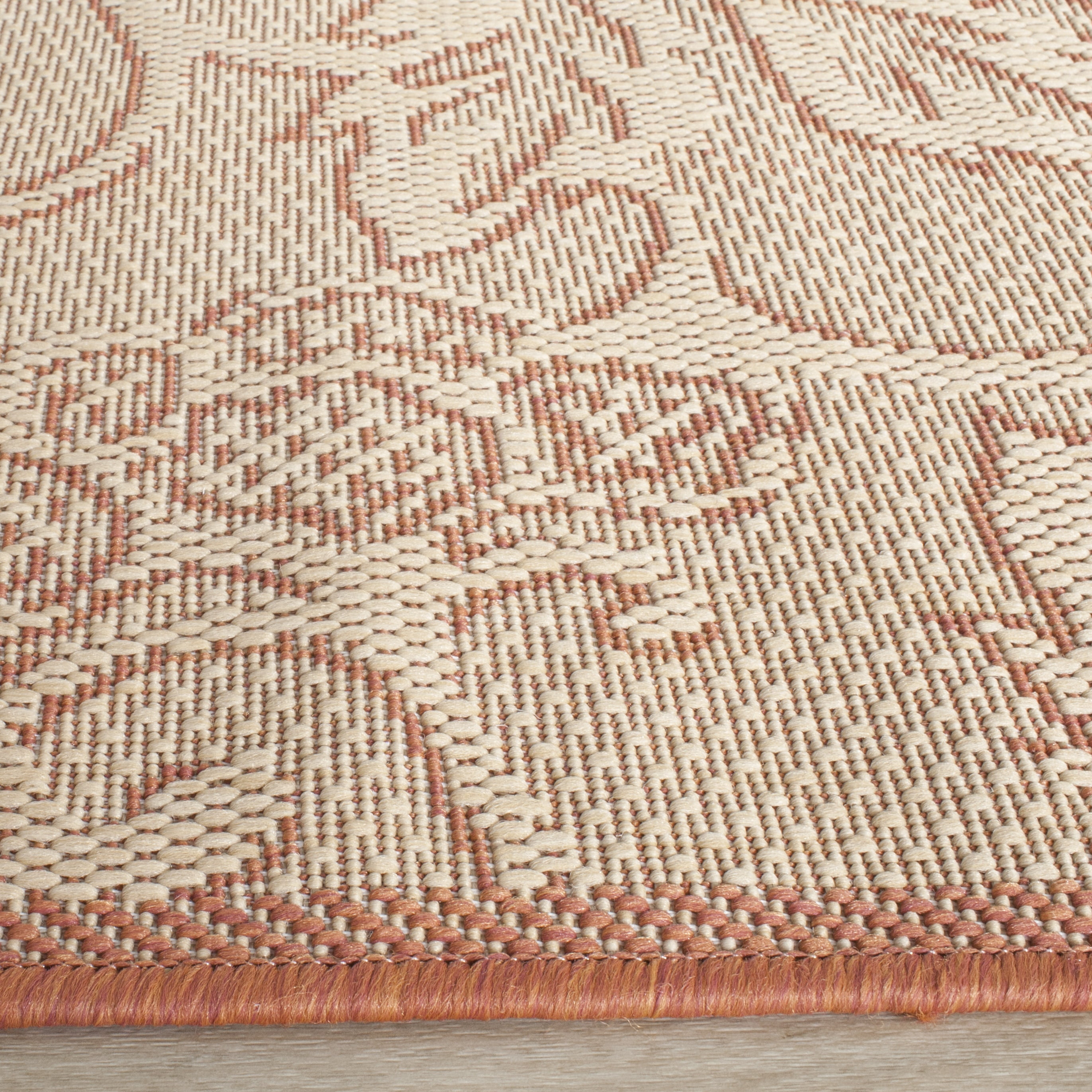 Safavieh Courtyard Helen Floral Indoor/Outdoor Runner Rug, Natural/Terracotta, 2'3" x 6'7"