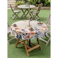 thumbnail image 4 of Outdoor Tablecloths with Umbrella Hole & Zipper, Spring Floral Round Tablecloths 60 Inch, Elegant Flowers Farmhouse Botanical Rustic Waterproof Table Cloth, Patio/Pool/Picnic Table Covers, 4 of 8