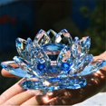 thumbnail image 5 of E Estatuilla de flor de loto de cristal Decoración de boda de San Valentín Colección de artesanía de vidrio Mesa de pisapapeles o, 5 of 5