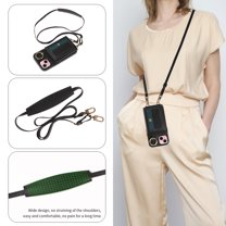 Allytechgroup Wallet Case for Apple iPhone 13, With Shoulder Strap Cards Slots Ring Holder Stand Cards Slots RFID Blocking Phone Case for Girls Women, Black