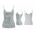 thumbnail image 4 of Silver Tank Top for Women, Polyester Womens Undershirt Tank Tops, Sleeveless Tank Top, Asymmetrical Tops for Women, Sequin Tight Tank Tops for Women, Weekend Heart Sequin Undershirts for Women, 4 of 4