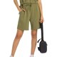 thumbnail image 1 of Pantalones cortos deportivos sueltos para mujer, cintura elástica, cordón, bolsillos laterales, pantalones cortos deportivos suaves informales para correr, 1 of 5