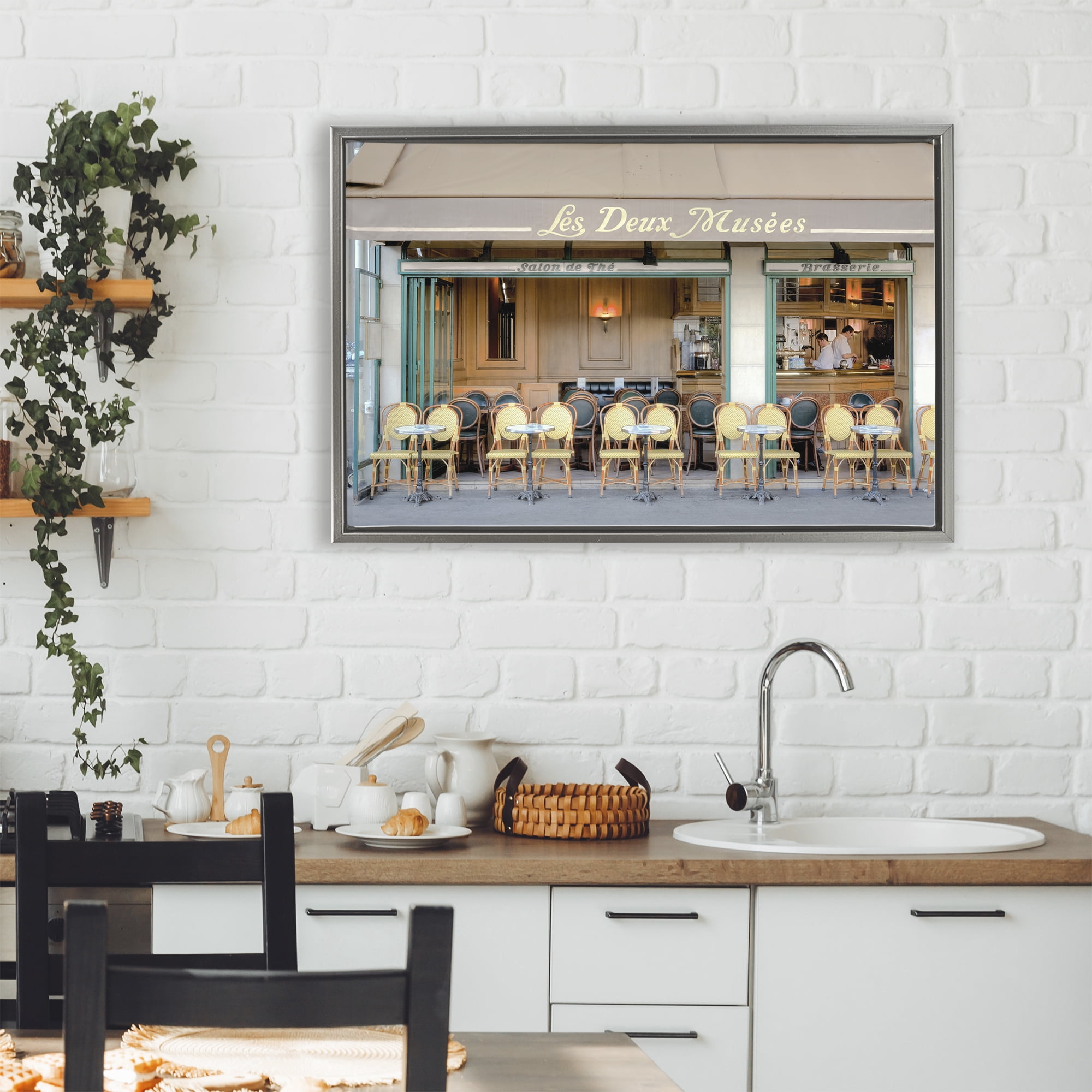 Stupell Industries Parisian Outdoor Seating Cafe Gray Framed Floater Canvas Wall Art, design by Alan Blaustein