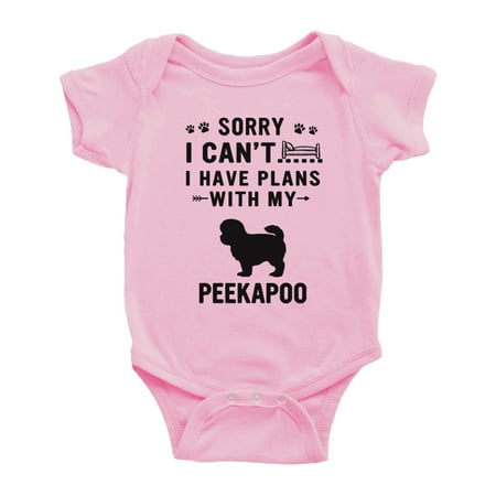 

Sorry I Can t I Have Plans With My Peekapoo Love Pet Dog Funny Baby Jumpsuits (Pink 6-12 Months)