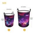 thumbnail image 5 of XMXY Round Laundry Basket Organizer, Purple Futuristic Modern Graphic Waterproof Collapsible Dirty Clothes Basket Laundry Hamper, Small Size, 5 of 8