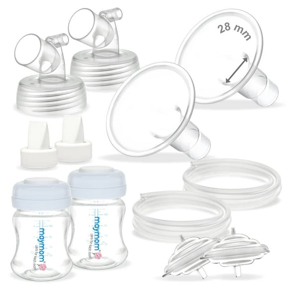 Maymom 28mm Flange (Separable Shield and Connector) Bottle Duckbill Valve Backflow Protector Tubing Compatible with Spectra S1 S2 9 Plus Breastpump Replacement Pump Parts for Spectra