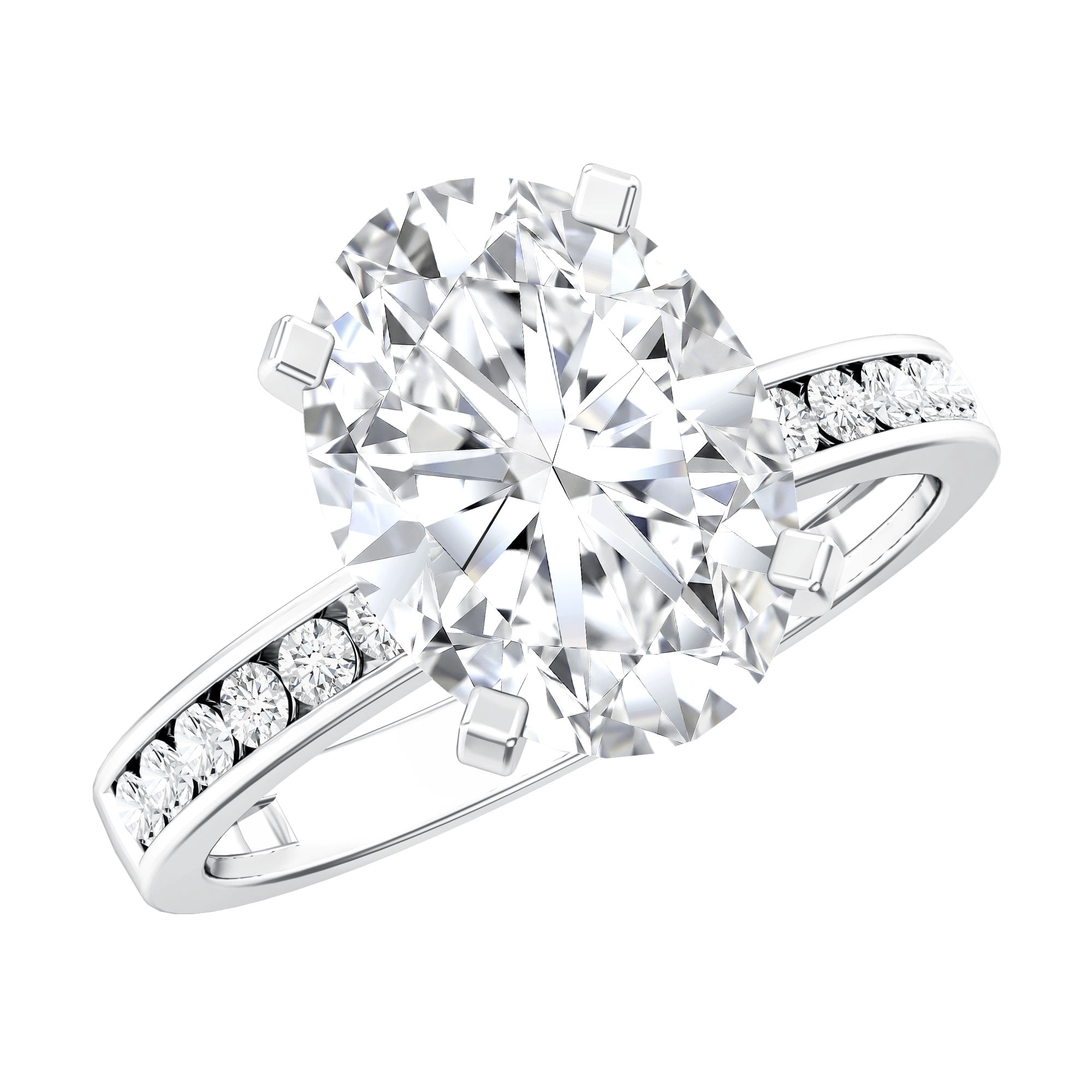 Rosec Jewels Lab Grown Diamond Oval Engagement Ring 3 Carat - E-VS1 Quality - IGI Certified Diamond Statement Ring for Women, 925 Sterling Silver, US 4.00