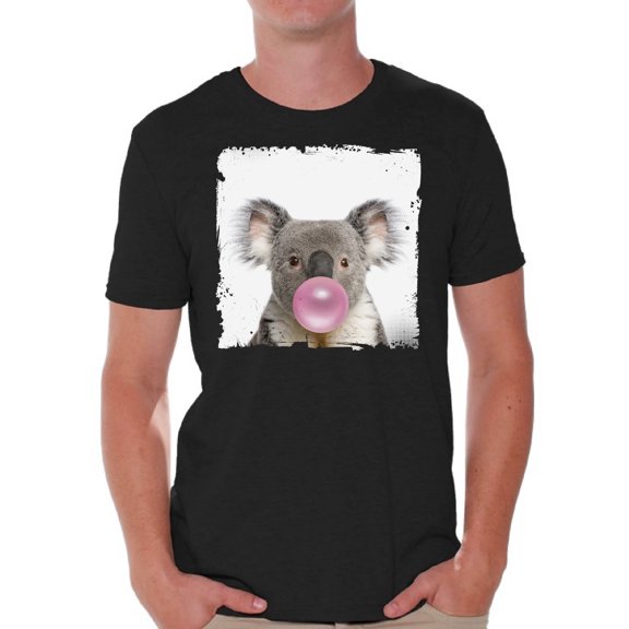 Awkward Styles Lovely Koala Tshirt Koala with Pink Gum T Shirt Koala Clothes Animal T-Shirt for Men Funny Animal Gifts Koala T Shirt Cute Animal T Shirt Koala Shirt Gifts for Him Funny Men T Shirt