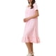 thumbnail image 4 of Noche de Victoria para Mujeres INSPIRE CHIC, Camisón de Princesa con Encaje y Volantes, Manga Corta, Ropa de Dormir de Algodón, Ropa de Casa, M Rosa, 4 of 6