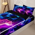 thumbnail image 3 of Homewish Navy Purple Neon Skull Zipper Twin Comforter Sets with Fitted Sheet and 2 Pillowcases,Rose Floral Butterfly Zipper Bedding Set,Halloween Bed Set,Black Reversible,4pcs, 3 of 8