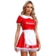 thumbnail image 4 of Disfraz de sirvienta francesa para adultos, uniformes Cosplay con delantal, cuello de muñeca, manga abombada, volantes, encaje, charol, vestido acampanado, 4 of 5