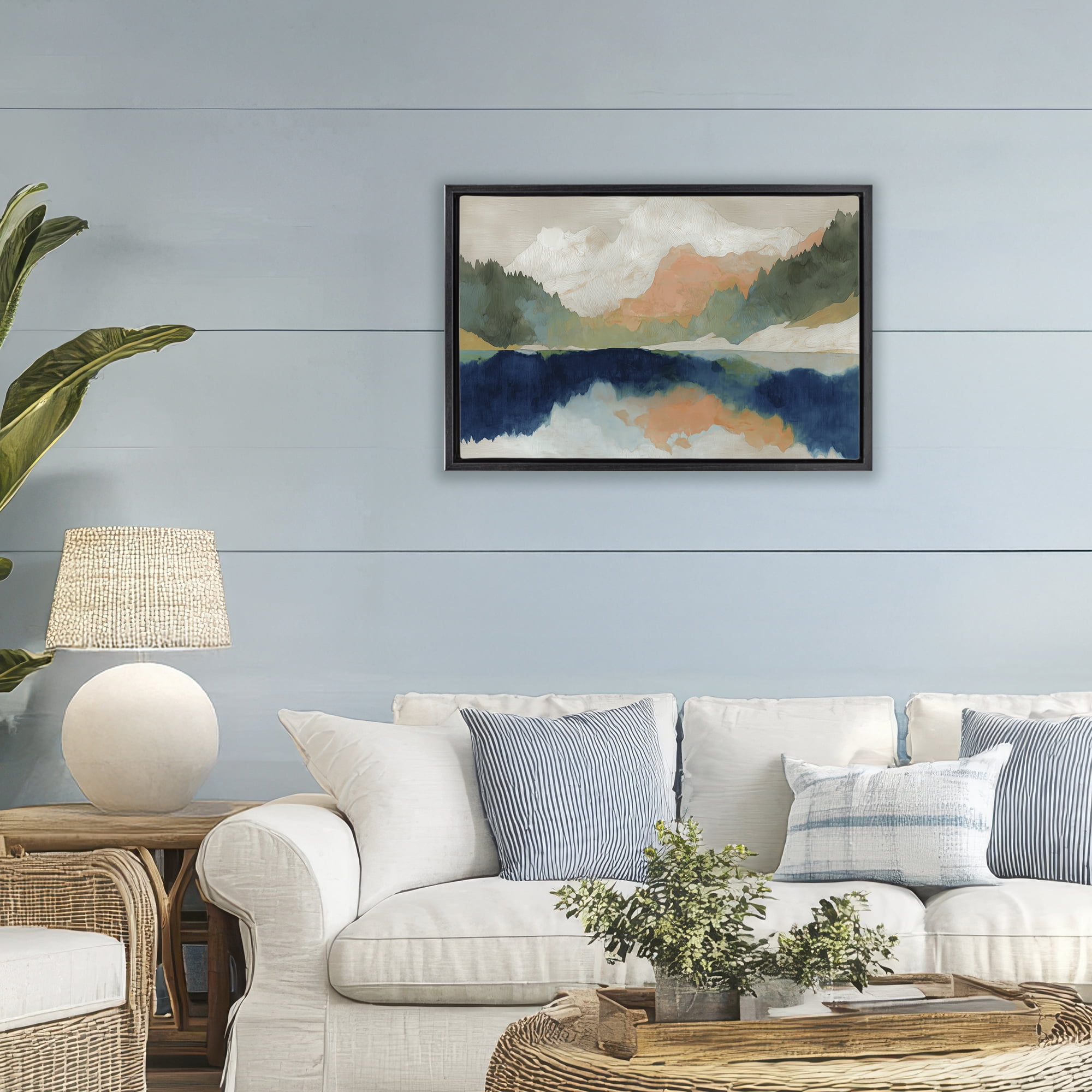 Stupell Industries Alpine Autumn Lake Reflection Black Framed Floater Canvas Wall Art, design by Chromatic Storm Studio