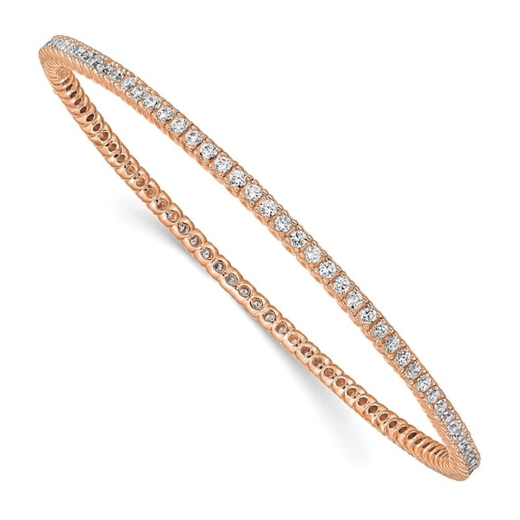 Diamond2Deal 925 Sterling Silver Rose-Tone 93 Stone Zirconia Bangle for Women