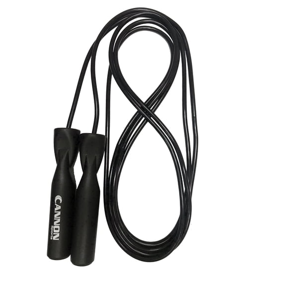 Cannon Sports Speed Jump Rope – Ball Bearing Fitness Jump Rope with 0.25" PVC Cord – Ergonomic Handles for Athletes, Cardio, Boxing, Cross Training & Gym (Black, 10-feet)