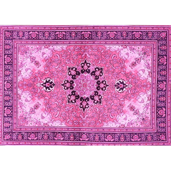 Ahgly Company Indoor Rectangle Medallion Pink Traditional Area Rugs, 8' x 10'