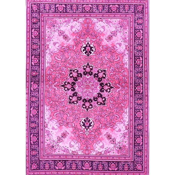 Ahgly Company Indoor Rectangle Medallion Pink Traditional Area Rugs, 5' x 8'