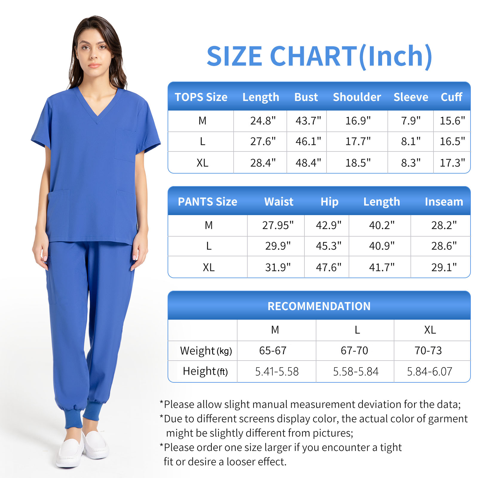 RAYGARD Scrubs Medical Uniform - Women and Man Scrubs Set Medical Scrubs Top and Pants