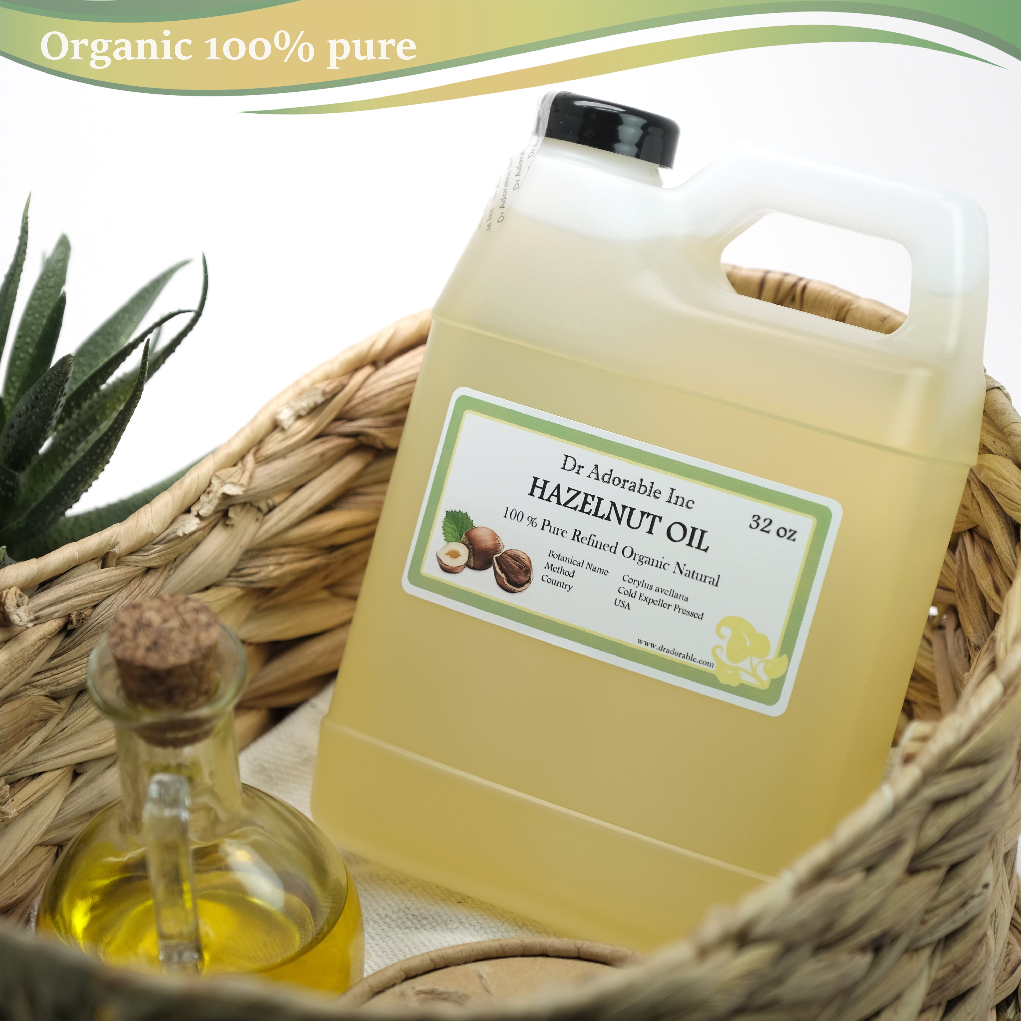 Dr. Adorable - 100% Pure Hazelnut Oil - Organic Cold Pressed Moisturizing Oil For Face Skin Hair Anti Aging - 32 oz
