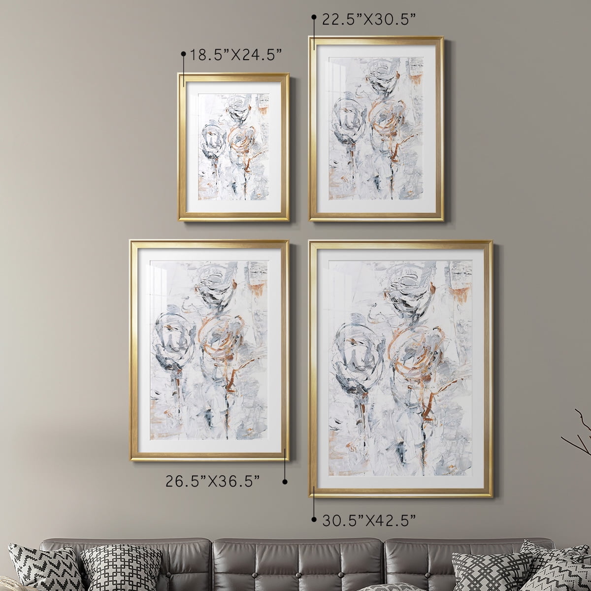 Wexford Home Spring Wildflowers I Premium Framed Print, 30.5" x 42.5" - Ready to Hang, Gold (Set of 2)