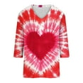 thumbnail image 4 of Fartey Valentine's Day Shirts for Women Trendy Funny Love Heart Graphic T-Shirts Loose Casual 3/4 Sleeve V Neck Tunic Tops Valentine Day Printing Gifts Blouses Pink S-3XL, 4 of 5