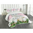 thumbnail image 3 of Ambesonne Animal Cartoon Quilted Bedspread Set 3 Pcs, Garden Daisies, King Size, Multicolor, 3 of 5