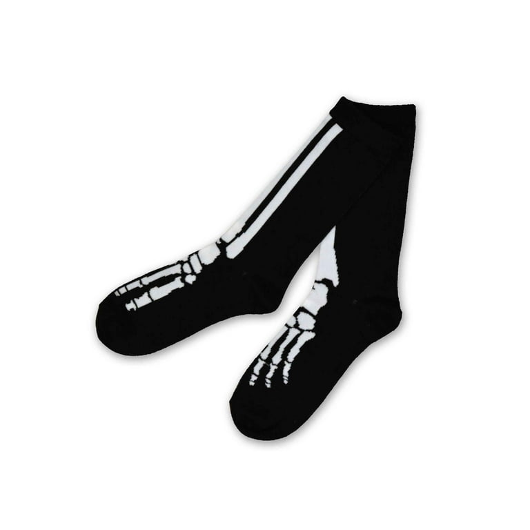 TeeHee Novelty Happy Halloween Fun Crew Socks for Women 3-Pack (Bones)