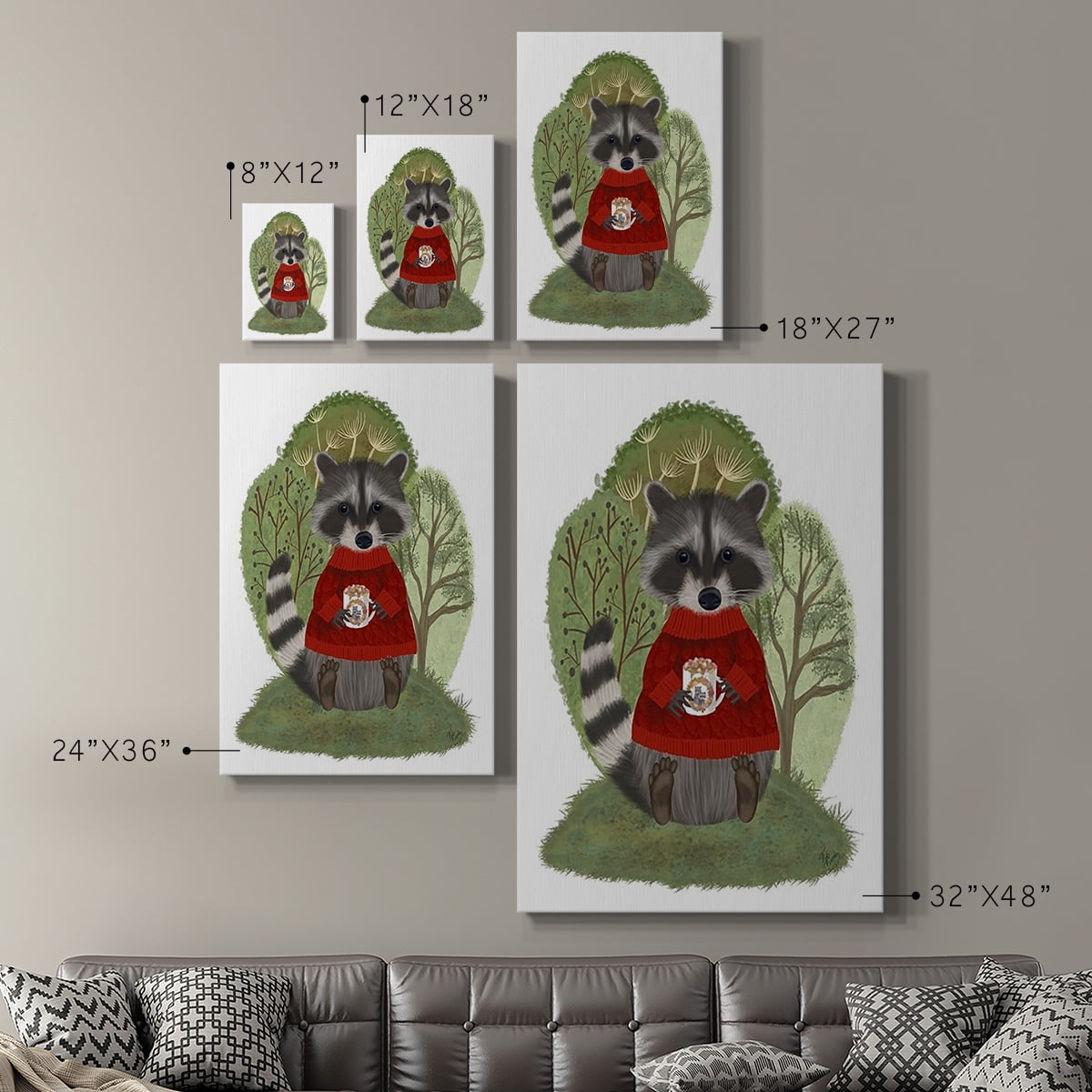 Hot Chocolate Raccoon Premium Gallery Wrapped Canvas - Ready to Hang