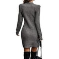 thumbnail image 3 of Innerwin Robe Chandail Col Rond Dames Chandail d'Hiver Manches Longues Robes Mini Élégantes Gris TG, 3 of 4