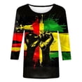 thumbnail image 5 of lcziwo Womens Black History Month Tee Shirts 3/4 Length Sleeve Crewneck Blouses Independence Day Fist Print Tops Celebrating Freedom Tunic Tees 2025 Multicolor,M, 5 of 5