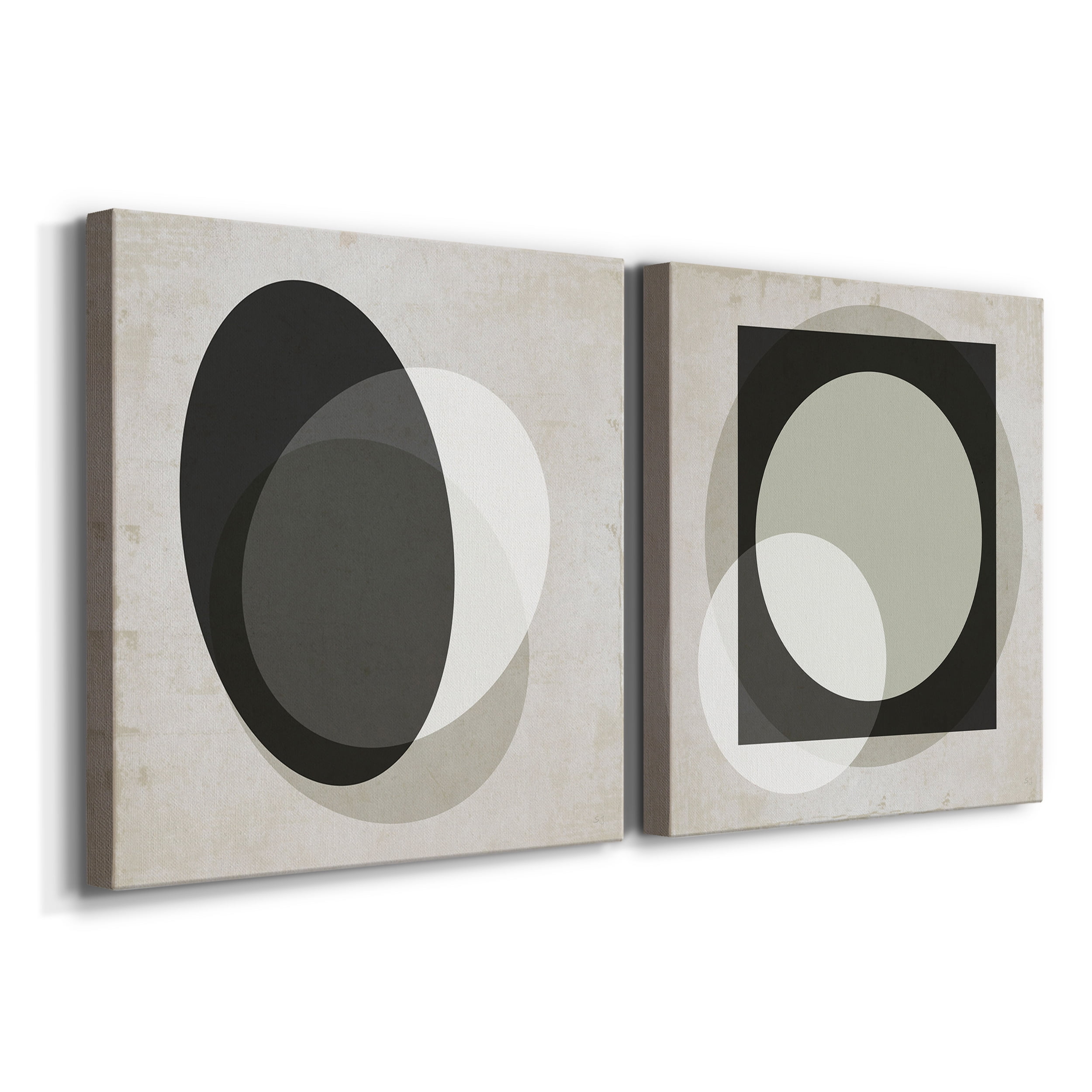 Moderniste Neutre I - Premium Gallery Wrapped Canvas - Ready to Hang Set of 2 - 16 x 16 Each
